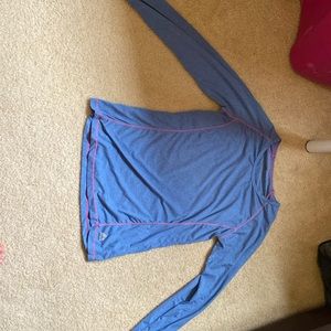 Long sleeve blue workout top